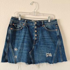We the free Distressed denim  button Skirt Women's Size 31